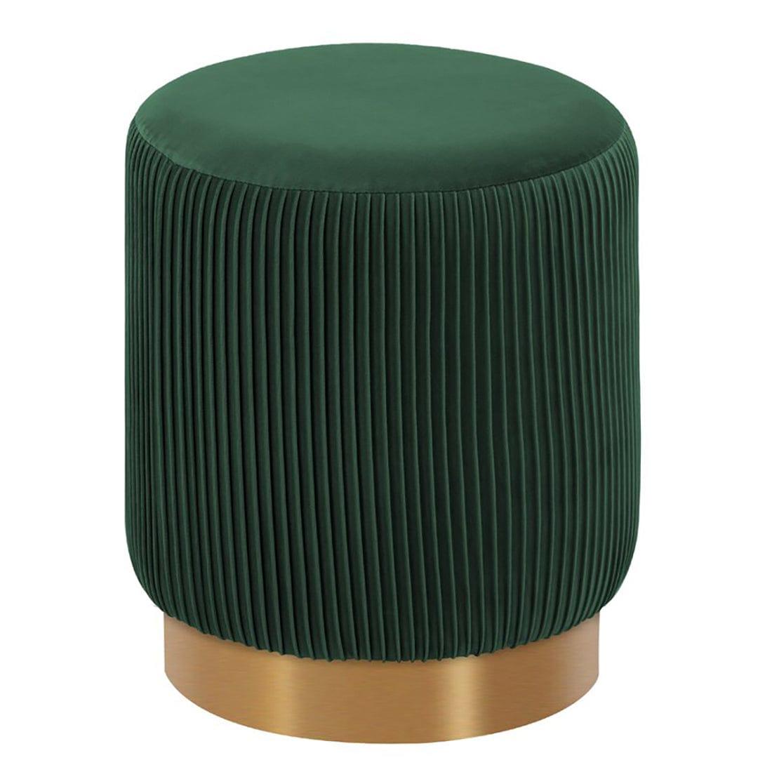 DOE BUCK ROUND VELVET GOLD OTTAMAN/POUFEE IN GREEN - Ouch Cart