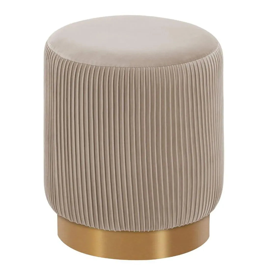DOE BUCK ROUND VELVET GOLD OTTAMAN/POUFEE IN CREAM - Ouch Cart