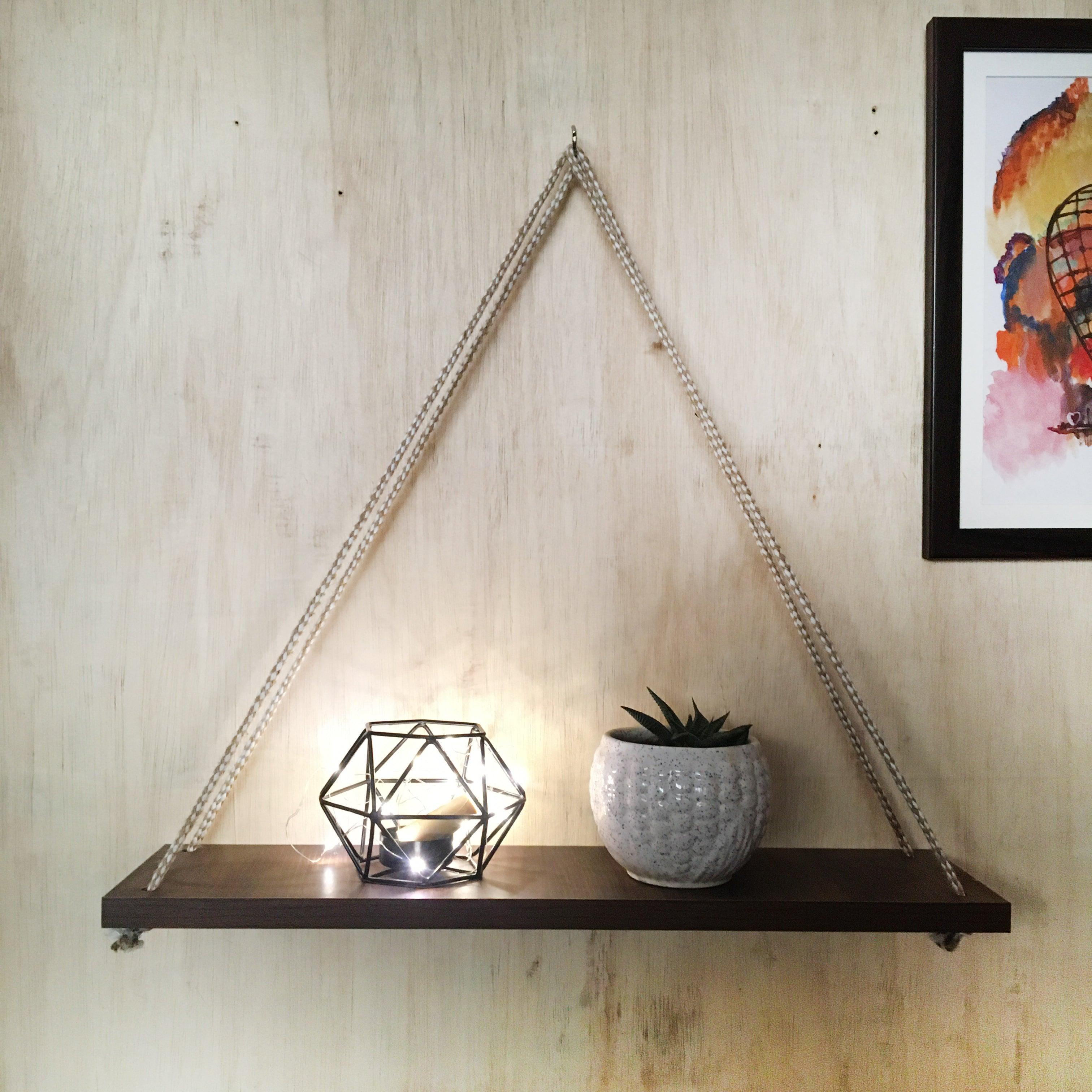 Handmade Hanging Shelves Rope/Floating Shelf Wall Art By Miza - Ouch Cart