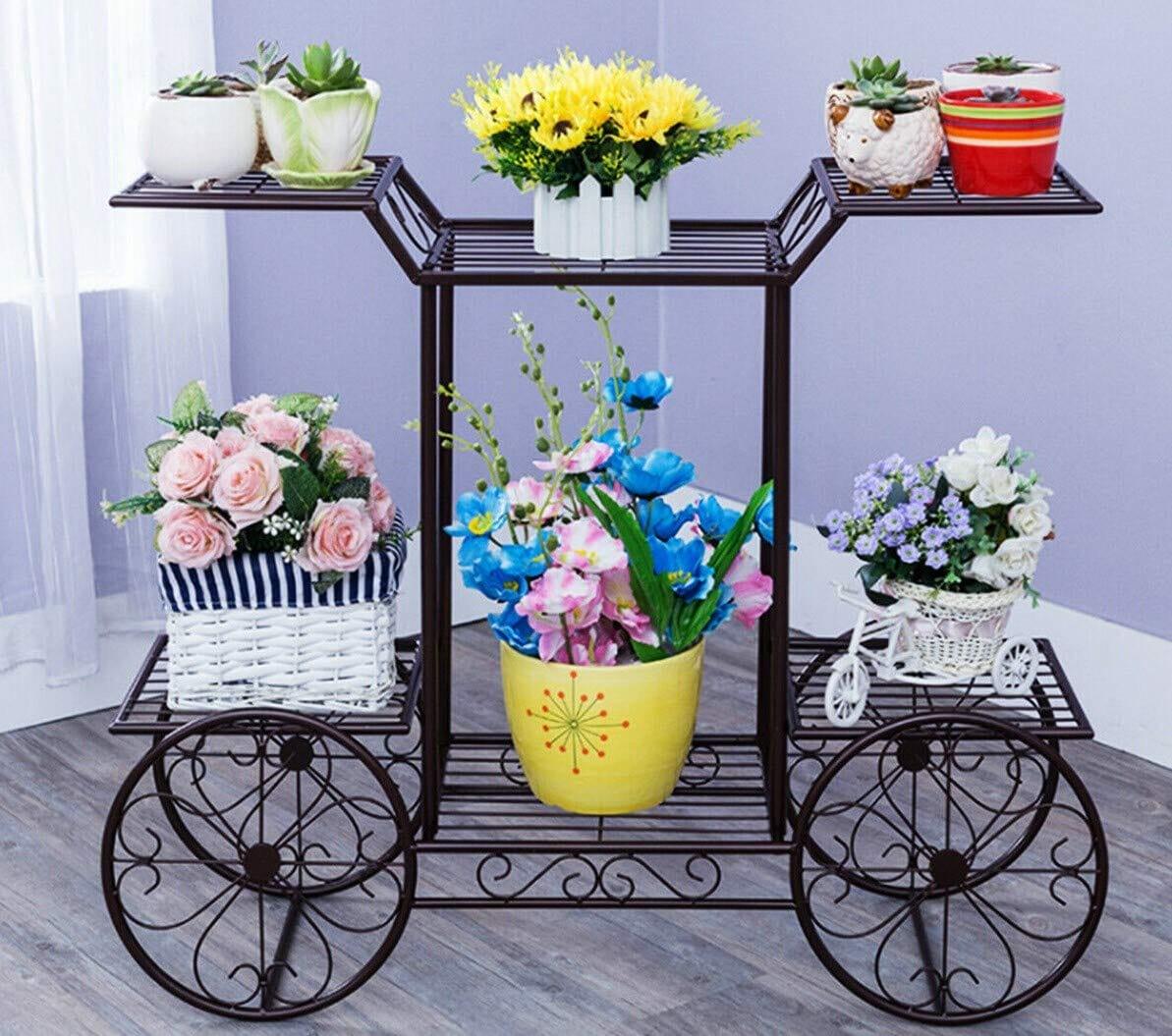 6-Tier Cart Planter Stand | Outdoor Flower Rack - Ouch Cart