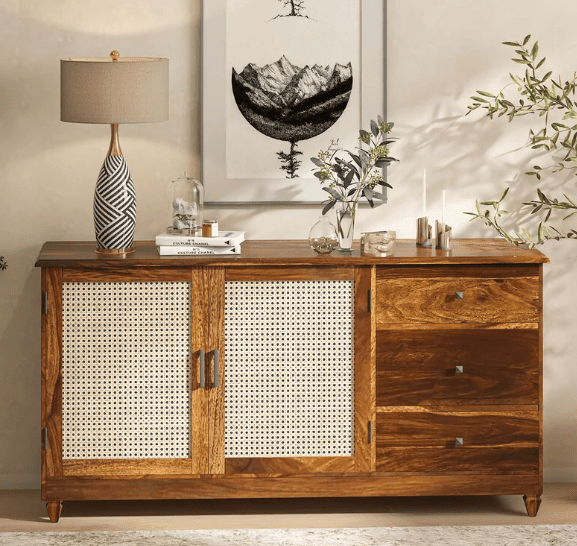 Jali Design Sheesham Wood console table With Drawer - Ouch Cart