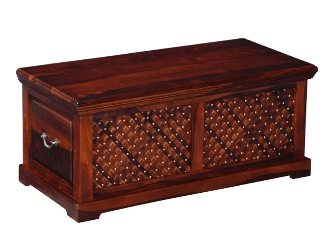 Wooden Trunk Living Room Storage Box Pure sheesham Wood - Ouch Cart