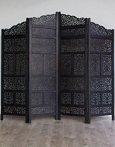 Wooden Partitions - Wood Room Divider Partition for Living Room 4 Panels - Room Separators Screen Panel for Home & Kitchen & Office - Ouch Cart