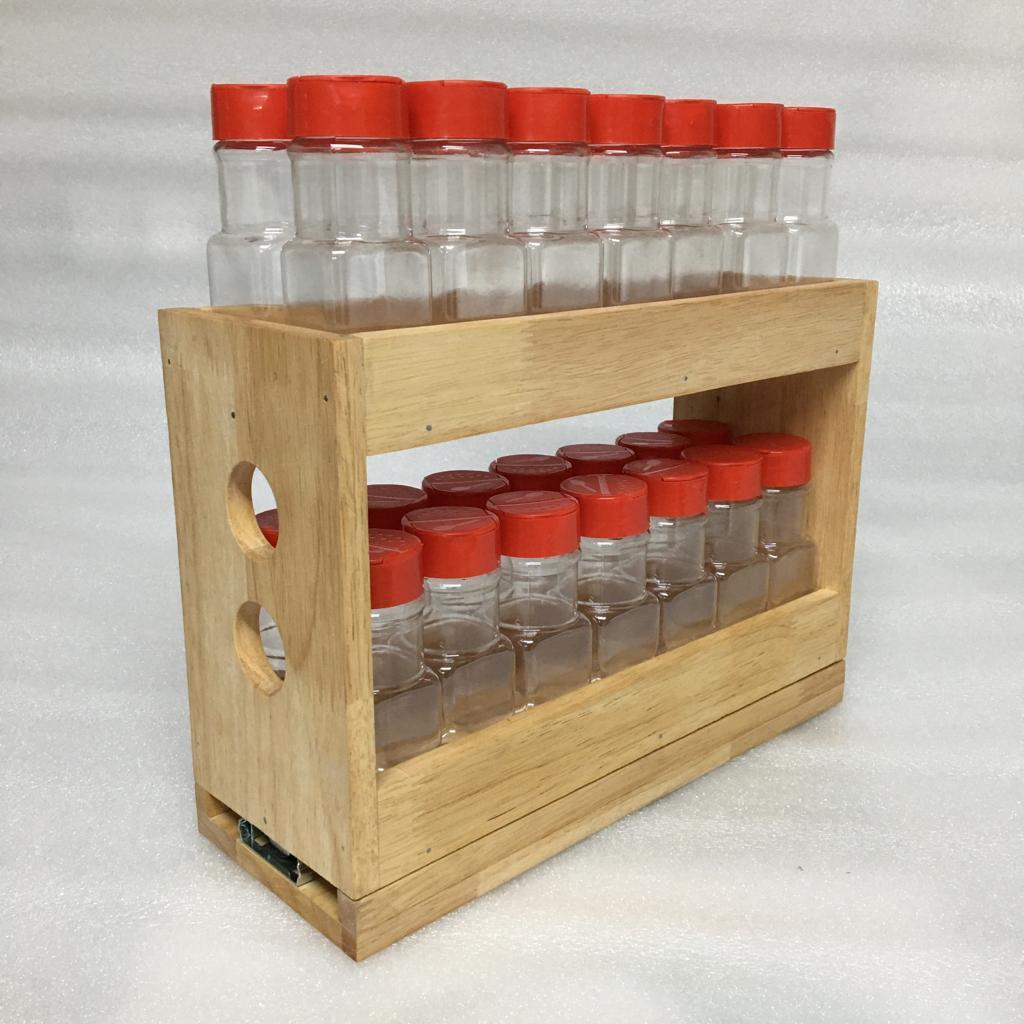 Sliding Kitchen Wooden Spice/Condiment Rack One Slide With 28 Bottles ( With Complementary Coaster ) By Miza - Ouch Cart
