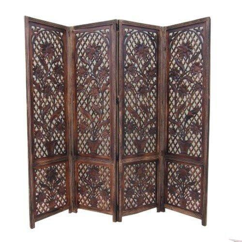 4 panel Wooden Partition,Wooden Handcrafted Partition Room Divider Separator Screen 4 Panels for Living Room Kitchen/Home & Office - Ouch Cart