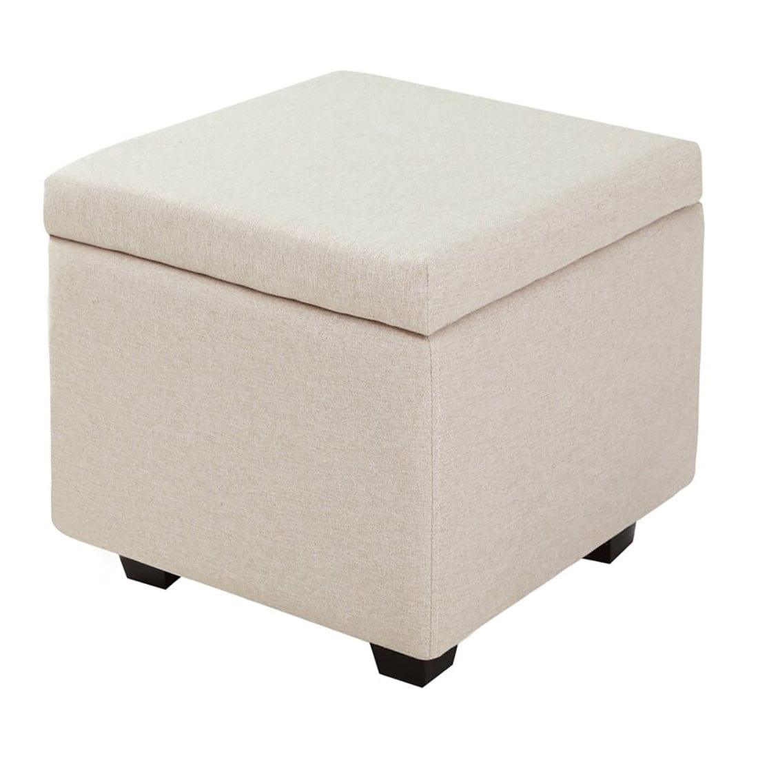 DOE BUCK SQUARE STOAGE OTTOMAN WITH STORAGE WHITE - Ouch Cart