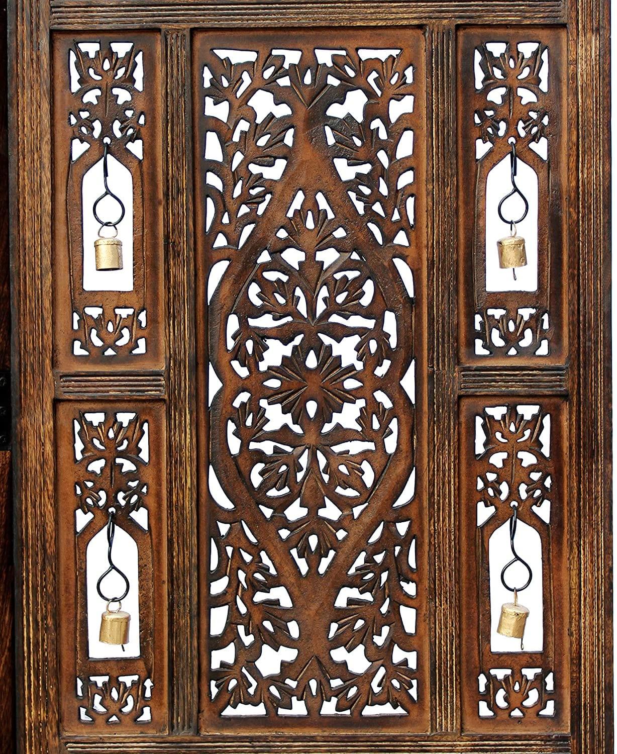 4 Panel Wooden Handcrafted Partition Room Divider Separator for Living Room Office Partition Screen Room Divider Wood Partitions for Home Kitchen & Office - Ouch Cart