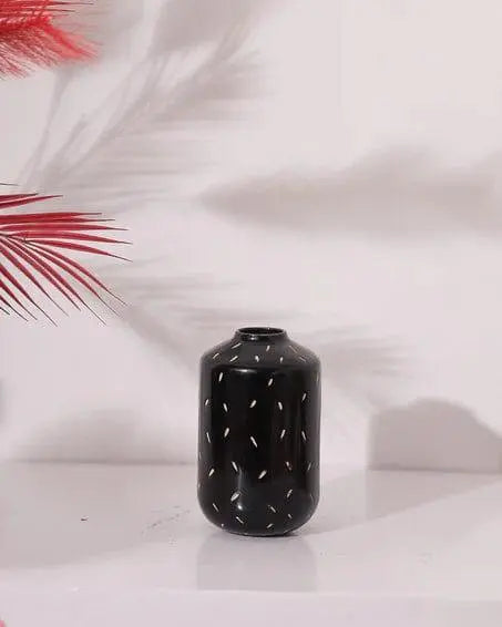 Ceramic Round Black Small Flower Planter Pot For Home Decoration - Ouch Cart