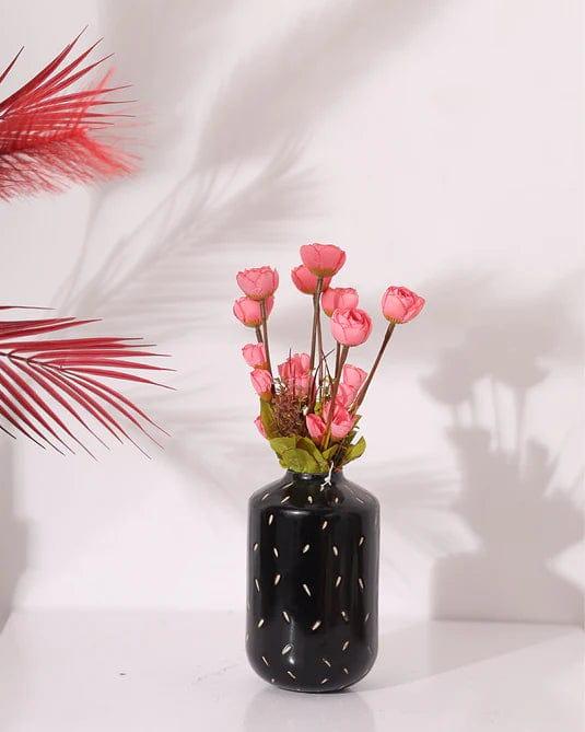 Ceramic Round Black Small Flower Planter Pot For Home Decoration - Ouch Cart
