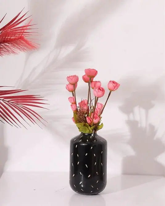 Ceramic Round Black Small Flower Planter Pot For Home Decoration - Ouch Cart