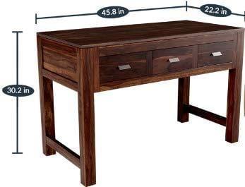 Standard Size Sheesham Wooden Three Drawer Study & Laptop Table in Provincial Teak Finishing - Ouch Cart