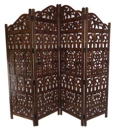 4 panel Wooden Partition,Wooden Handcrafted Partition/Room Divider/Separator for Living Room/Office - Ouch Cart