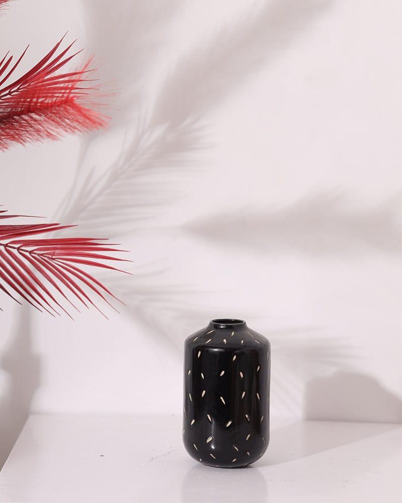 Ceramic Round Black Small Flower Planter Pot For Home Decoration - Ouch Cart