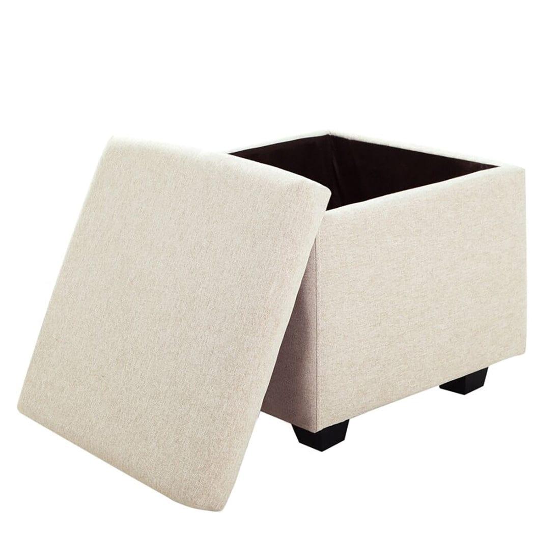 DOE BUCK SQUARE STOAGE OTTOMAN WITH STORAGE WHITE - Ouch Cart