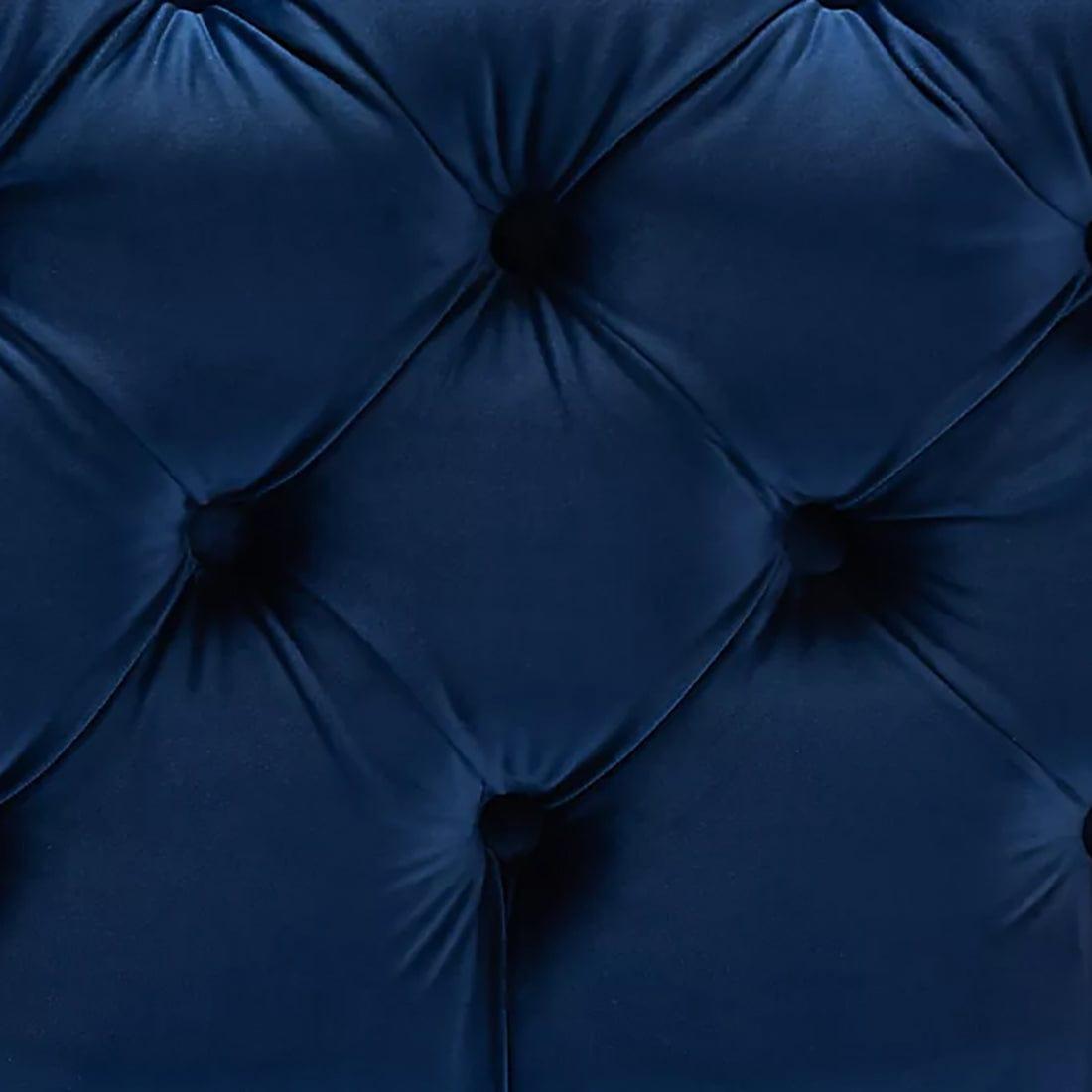 DOE BUCK SQUARE VELVET OTTOMAN/POUFEE IN ROYAL BLUE /GOLD - Ouch Cart