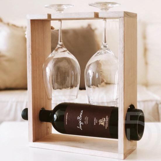Personalised Wine/Bear Bottle Caddy And Glass Holder By Miza - Ouch Cart