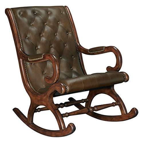 Wooden Classic and Antique Leather Rocking Chair/Easy Aaram Chair for Back Pain/Relaxing Chair - Ouch Cart