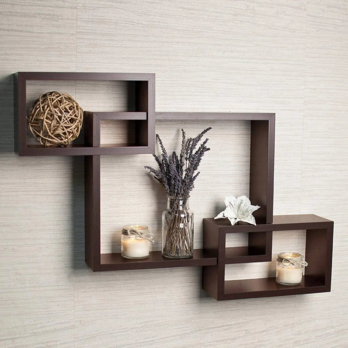 Wooden Wall Shelf for Living Room Stylish | Hanging Book Rack Organizer | Floating Display Showpiece Organizer (Set of 3 Cubes, Color-Brown) - Ouch Cart