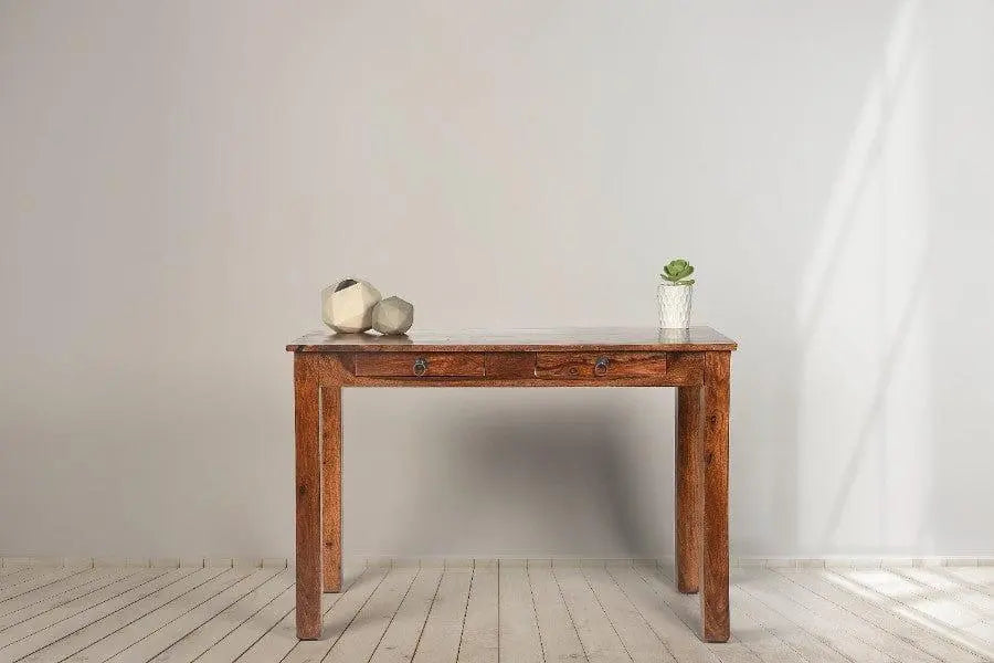 Sheesham Wood Anagh Study Desk With Two Drawers - Ouch Cart