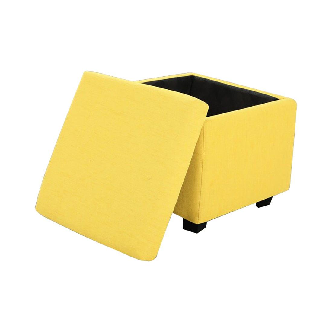 DOE BUCK SQUARE STOAGE OTTOMAN WITH STORAGE YELLOW - Ouch Cart