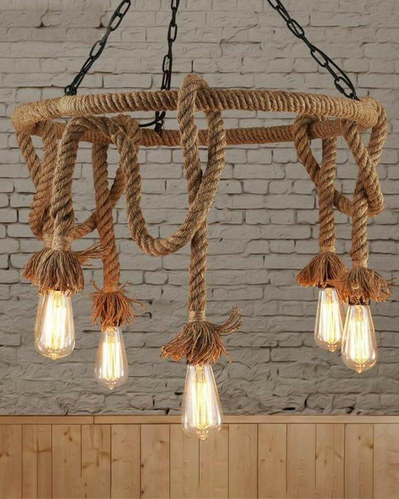 Vintage Hemp Rope Chandelier (Including Light Bulb) - Ouch Cart