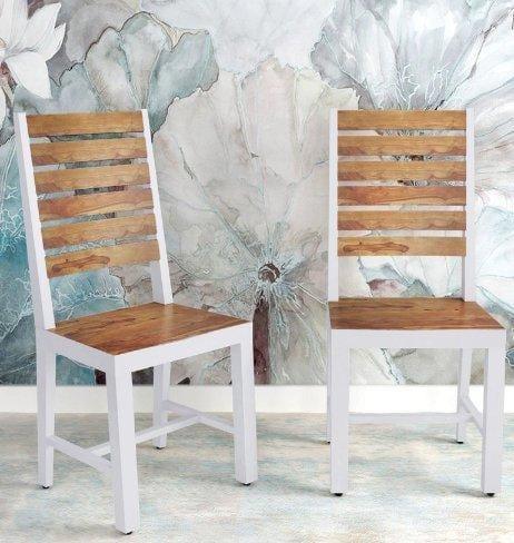 Sheesham or Mango Wood Dining Chair in Brown Or White Finish Set of 2 PCs - Ouch Cart