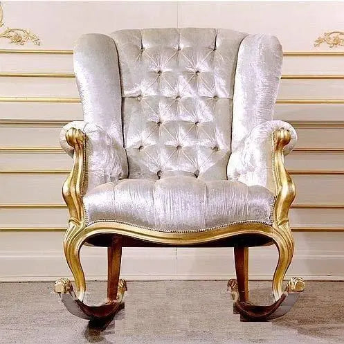 Handicrafts Teak Wooden Rocking Chair Comfort Cushioned Back (Standard) - Ouch Cart