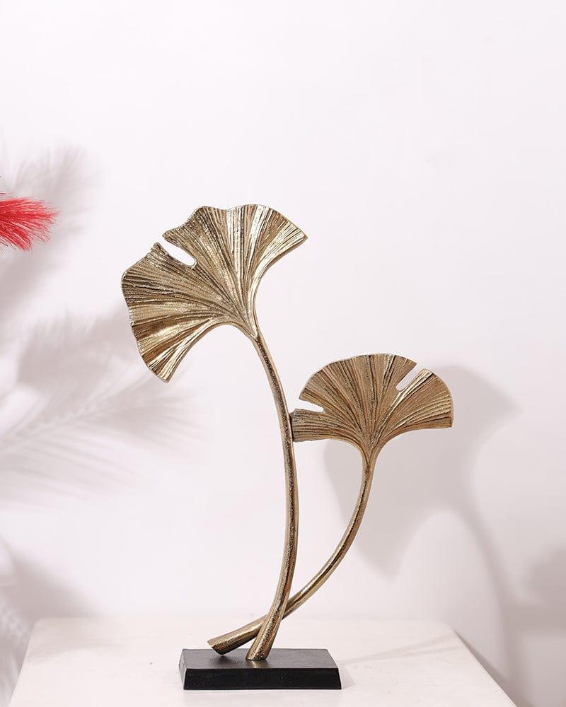 Metal Decorative Leaf Table Top Showpiece For Home Decoration - Gold - Ouch Cart