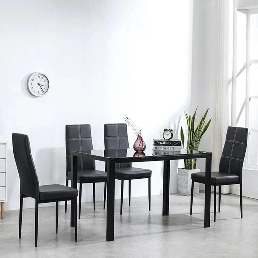 5 Piece Dining Room Table Set,4 Chairs,Glass Table Breakfast Furniture - Ouch Cart