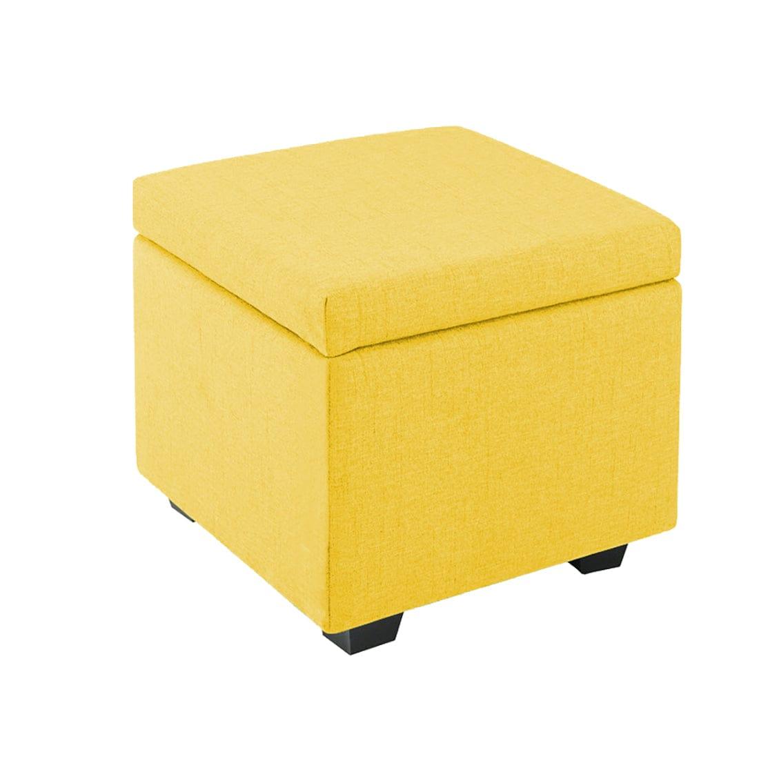 DOE BUCK SQUARE STOAGE OTTOMAN WITH STORAGE YELLOW - Ouch Cart