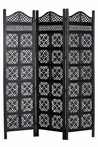 3 panel Wood Partition Room Dividers,Wooden Handcrafted Partition Room Divider Separator Screen 3 Panels for Living Room/Office - Ouch Cart