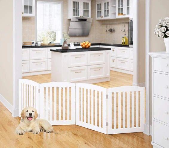 Wooden Portable Safety Pet Fence Gate Partition For Kids (4 Panel) - Ouch Cart