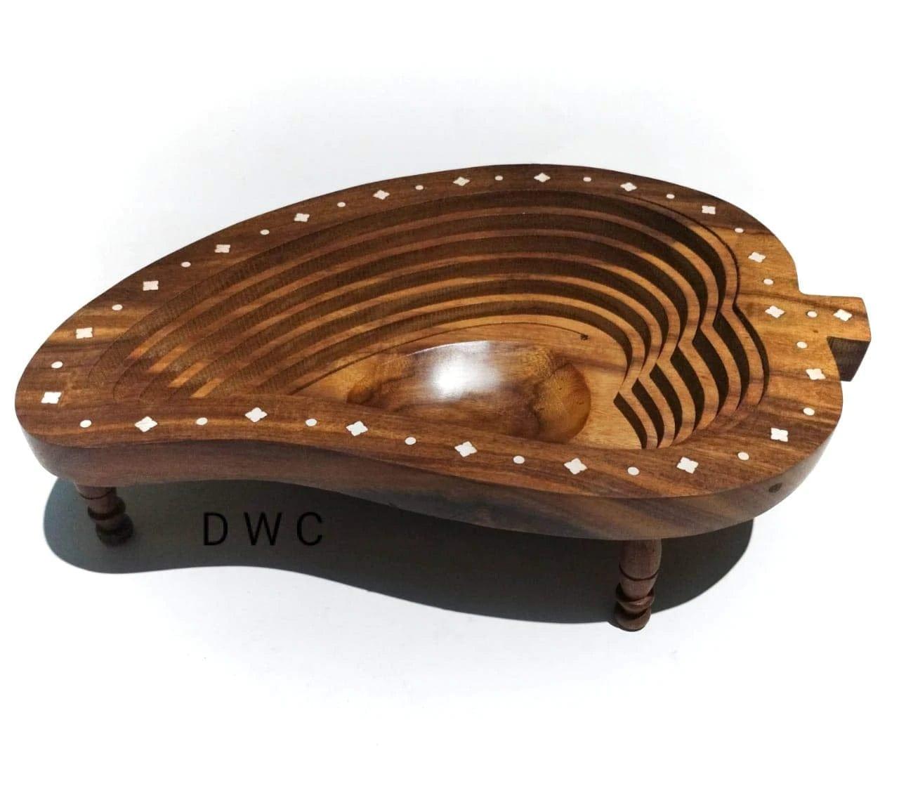 WOODEN BEAUTIFUL DRY FRUIT FOLDABLE BASKET MANGO SHAPE - Ouch Cart