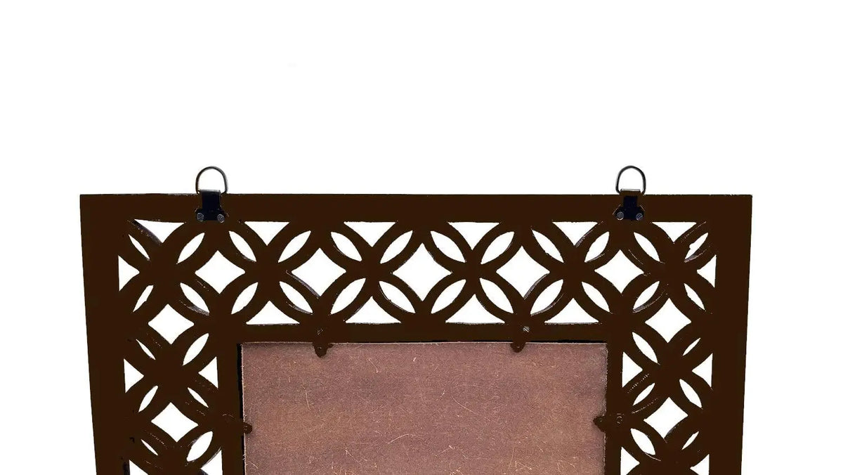 Decorative & Hand Crafted Wooden Wall Mirror in Walnut Finish ( 45 x 45 cm) - Ouch Cart