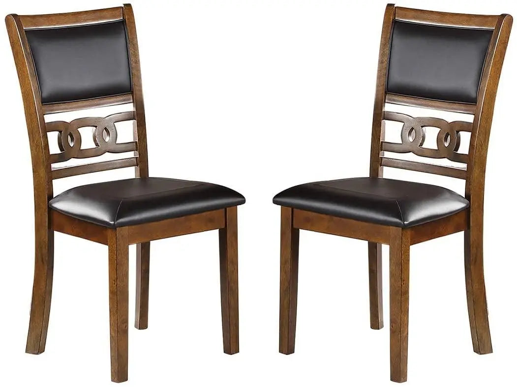 Wooden and Leather Dining Chairs, ( Set of 2 ) Brown - Ouch Cart