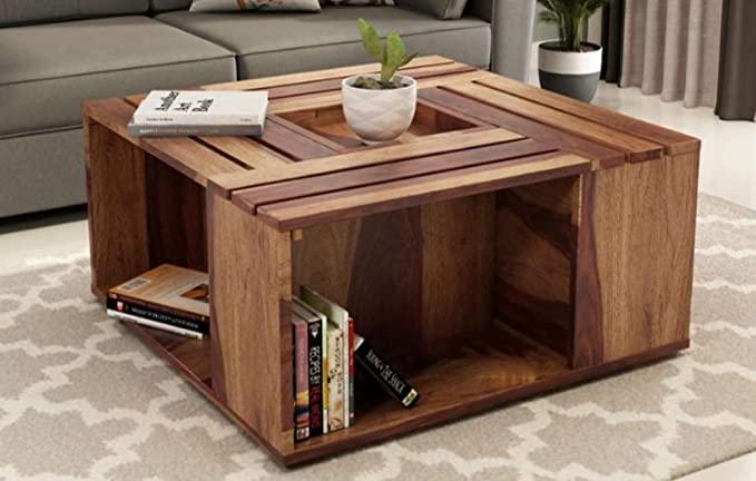 Sheesham Wood Center Table for Living Room/Coffee Table for Home in Natural Finish - Ouch Cart