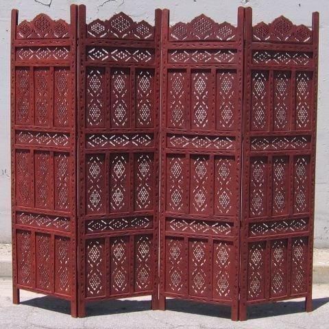 4 panel Sheesham Wood Partition, Wooden Handcrafted Partition/Room Divider/Separator for Living Room/Office - Ouch Cart