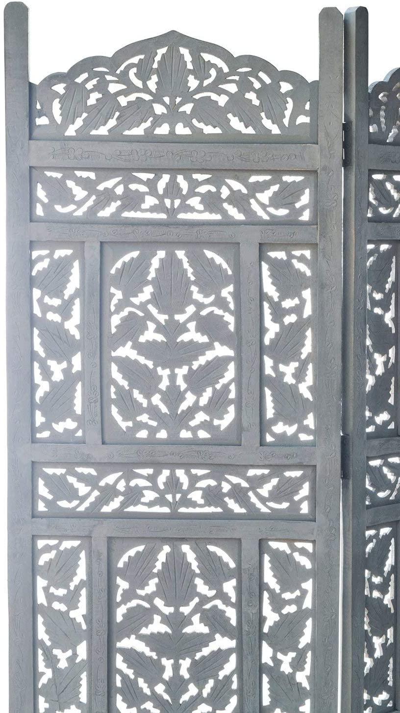 4 Panel Handcrafted Wooden Partition Screen Room Divider, Natural Wood Color Wooden Partition Foldable Room Partition Screen Dividers 4 Panels Wooden Partition Room Divider Flooring & Wall Panels Room Partitions - Ouch Cart