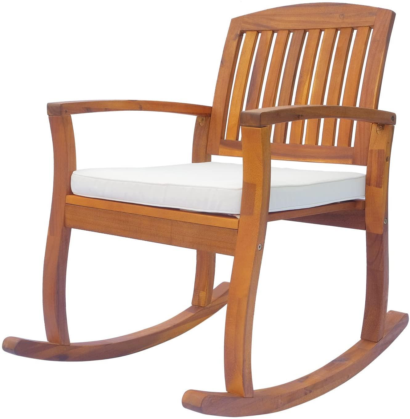 Wooden Rocking Chair with Cushioned - Ouch Cart