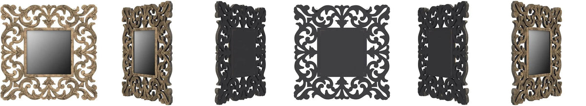 Wood Decorative Hand Crafted Mirror, 24 X Inch (Gold), Square, Wall Mount, Framed - Ouch Cart