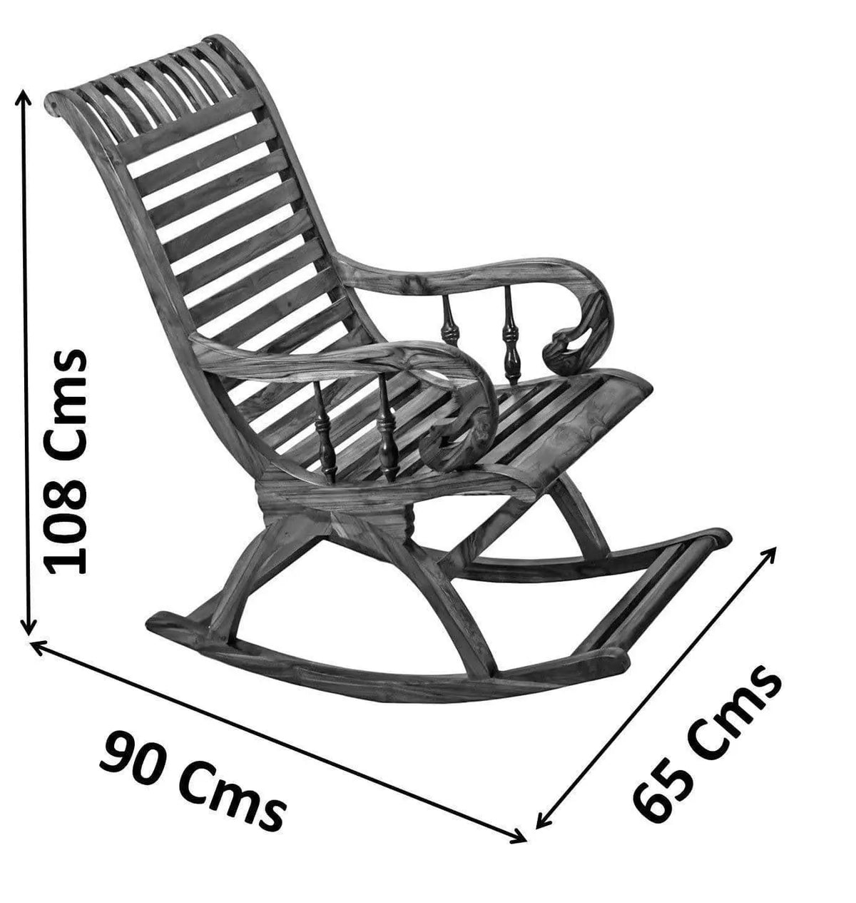 Rocking Chairs Online - India Sheesham Wood Traditional Arm Rest Chair ( Brown) - Ouch Cart