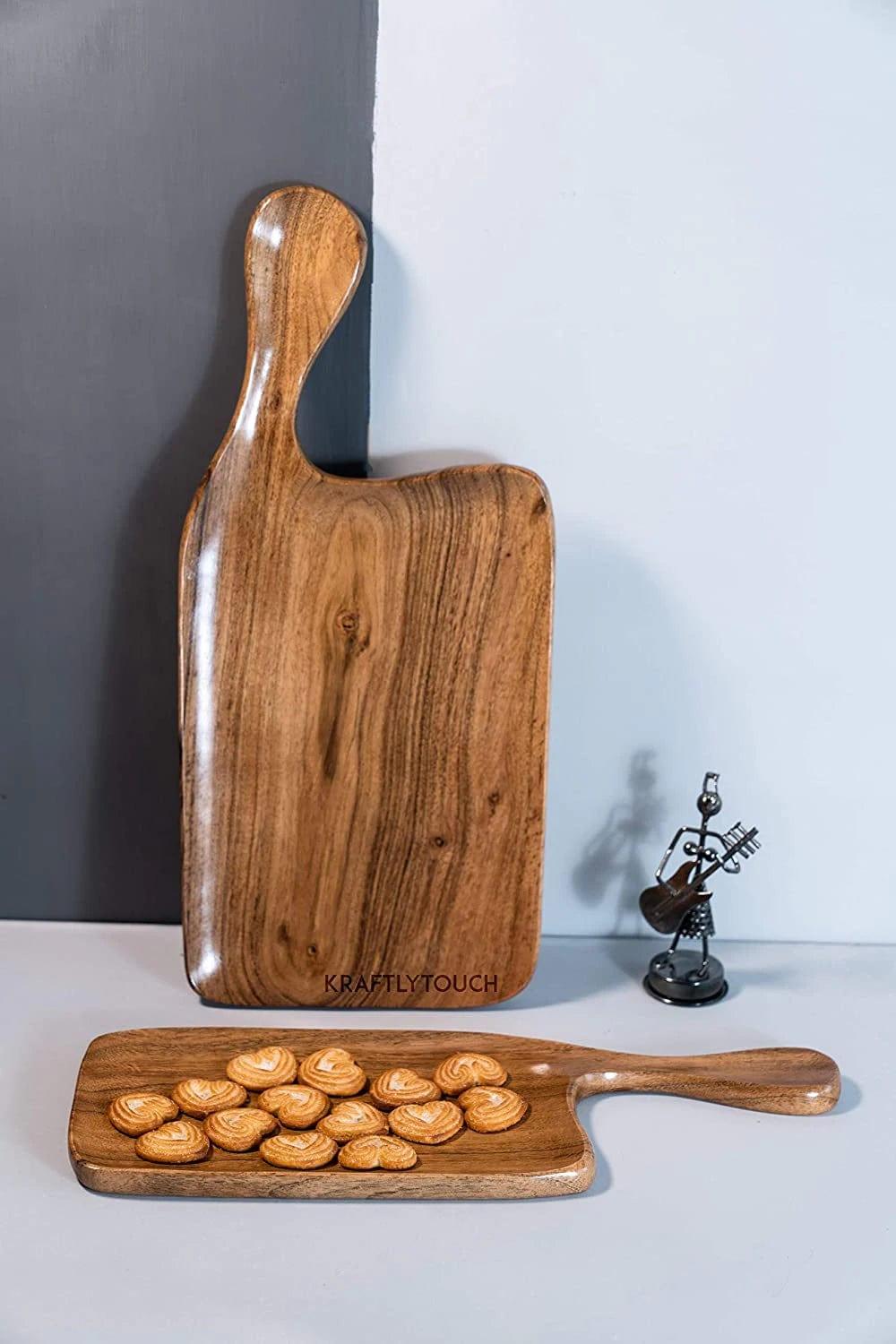 WOODEN PLATTER SET OF 2 II ACACIA WOOD II HIGH QUALITY - Ouch Cart
