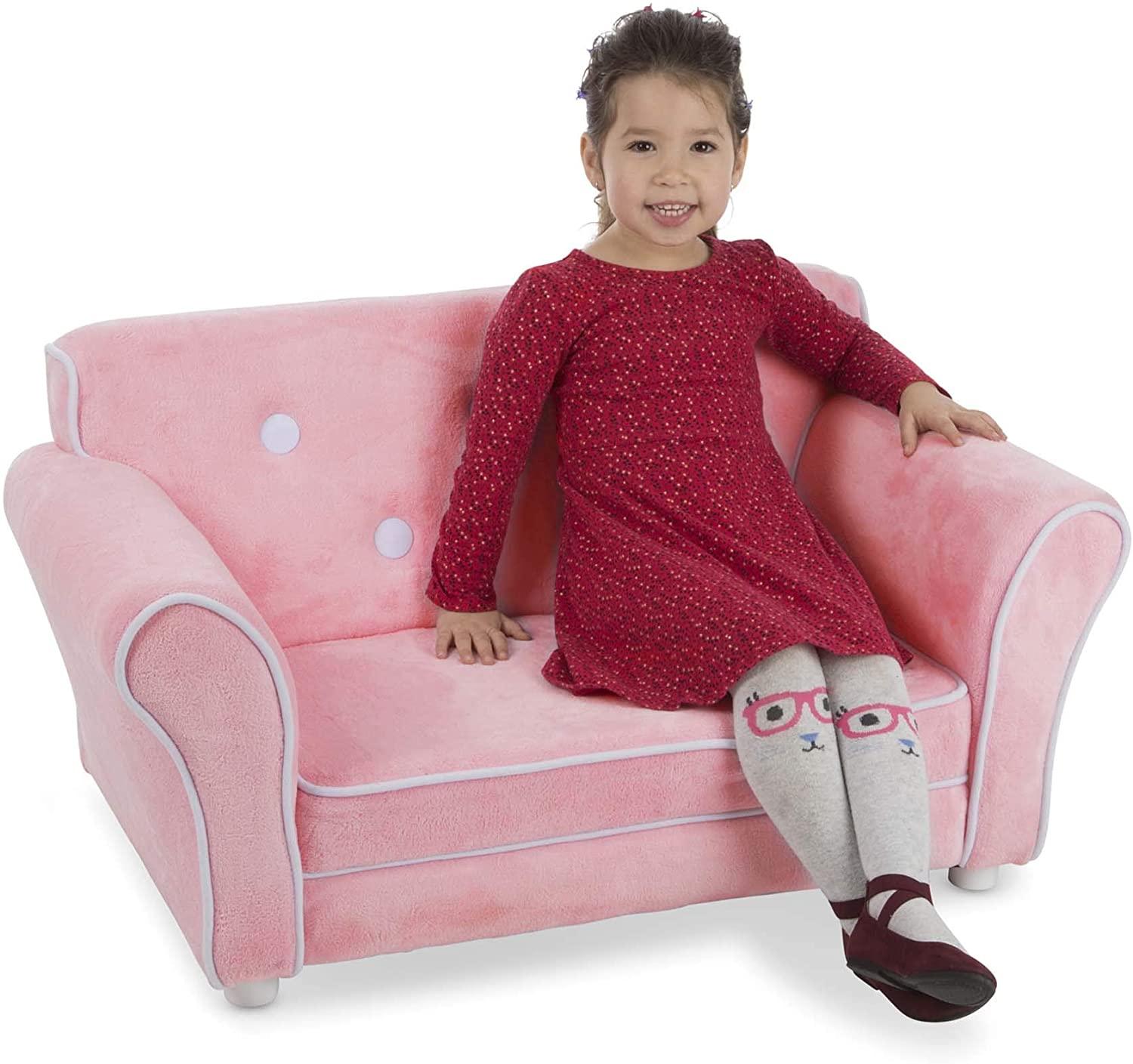 Child's Sofa - Pink Plush Children's Furniture - Ouch Cart
