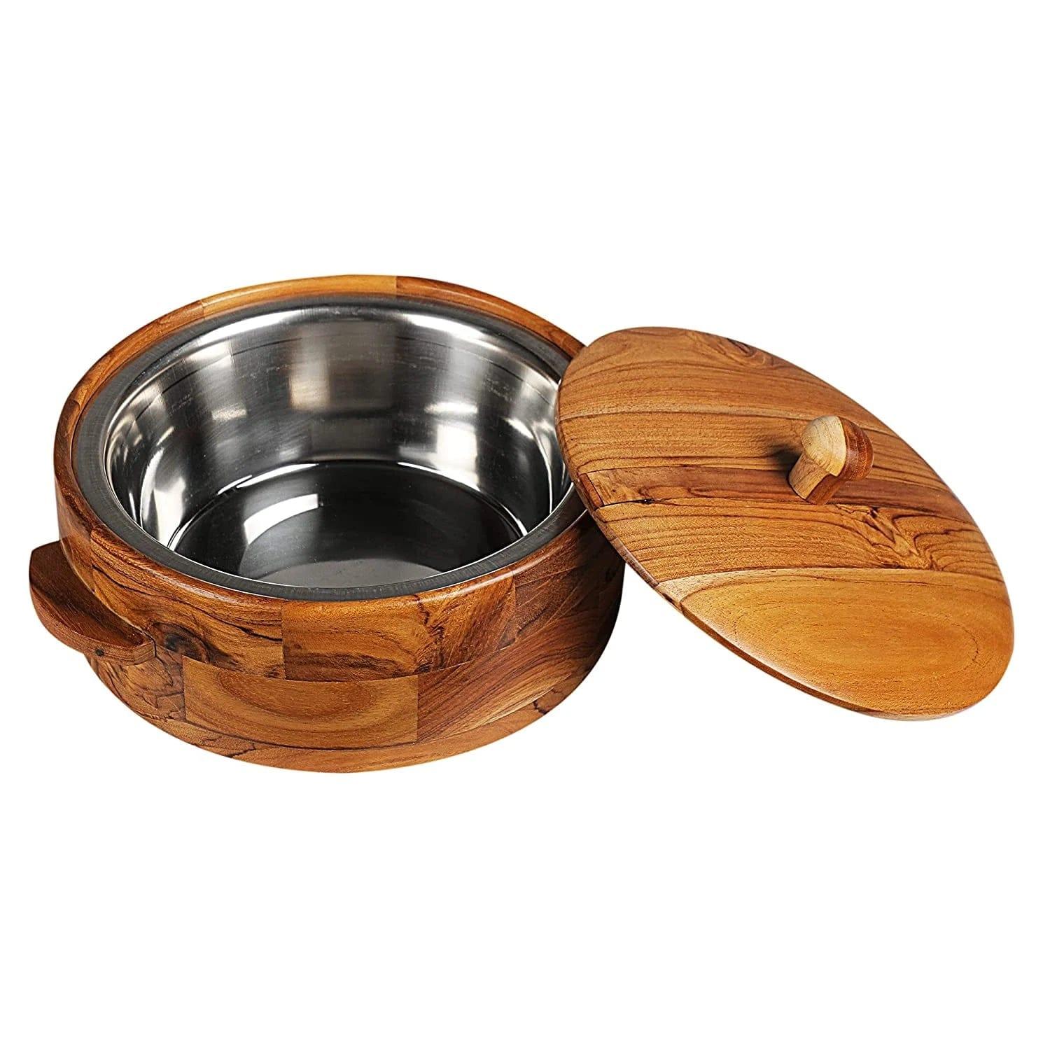 TEAK WOOD CHAPATI BOX/ ROTI BOX/ WOODEN CASSEROLE - Ouch Cart