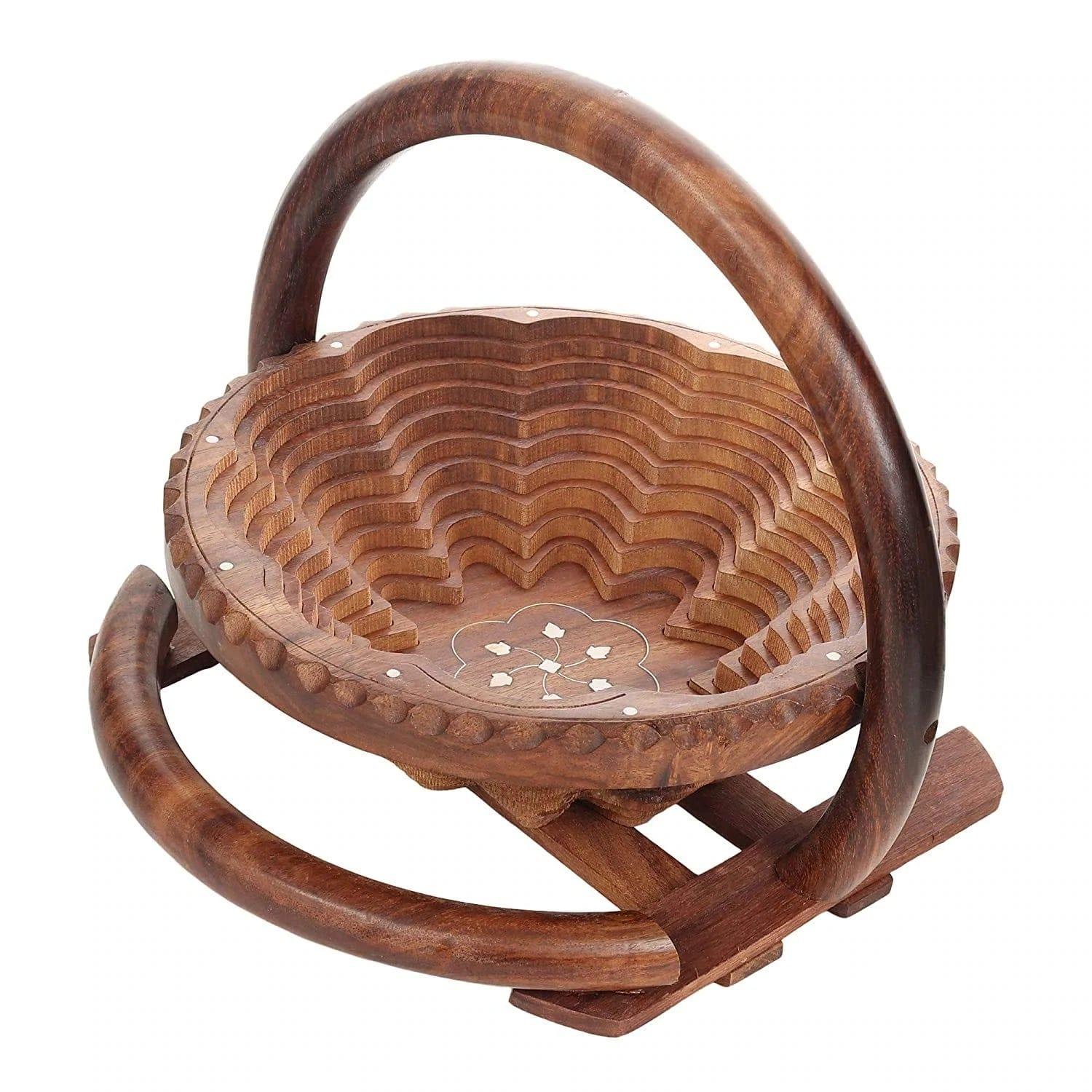 BEAUTIFUL ROSE WOOD FRUIT/VEGETABLES FOLDABLE BASKET - Ouch Cart