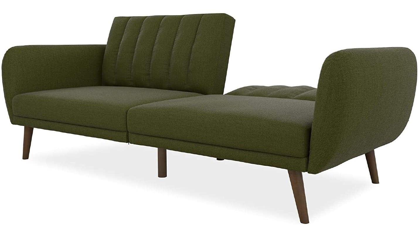 Sofa Futon - Premium Upholstery and Wooden Legs - Green - Ouch Cart
