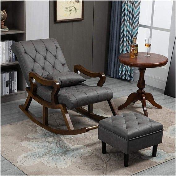 Wooden Rocking Chair with Footrest - Ouch Cart