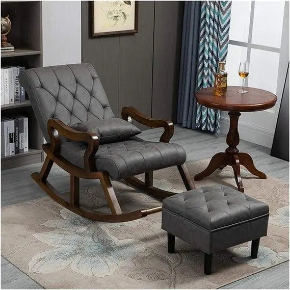 Wooden Rocking Chair with Footrest - Ouch Cart