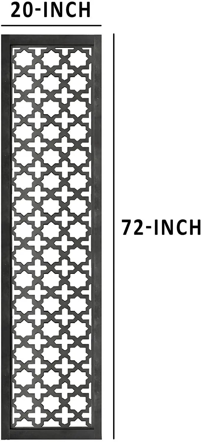 Rectangular Mango Wood Wall Panel with Cutout Lattice Pattern, Rectangle, Black - Ouch Cart