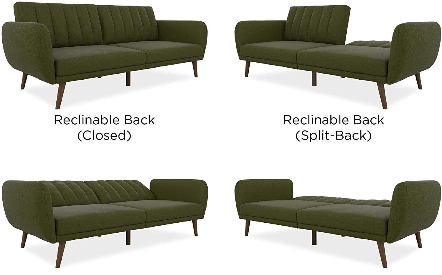 Sofa Futon - Premium Upholstery and Wooden Legs - Green - Ouch Cart
